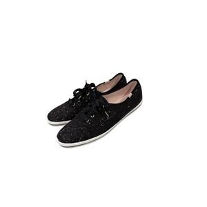 Keds x Kate Spade New York Black Glitter Sneaker 9.5 Sparkly Ribbon Laces